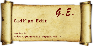 Gyüge Edit névjegykártya